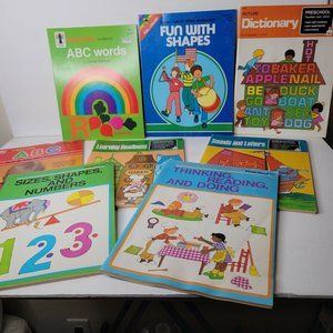 Lot of 8 Vtg Homeschool Books ABC Shapes Dictionary Sounds Letters And More